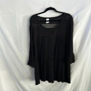 Swell designs button from 3/4 sleeve gauze button front top